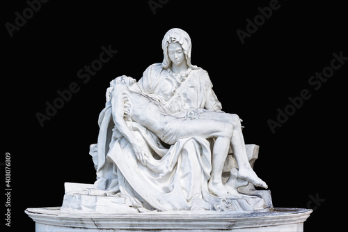Statue with black background. Clipping path