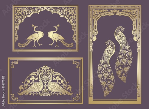 peacock motif designs, textile , Rajasthan, royal India	