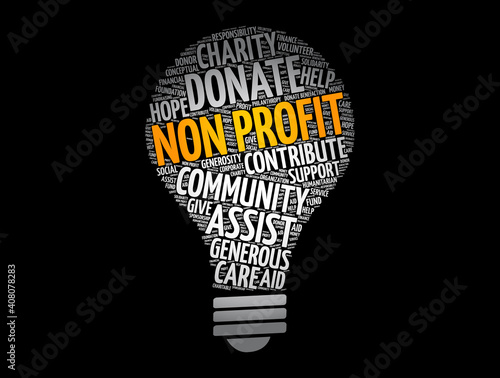 Non Profit light bulb word cloud, social concept background