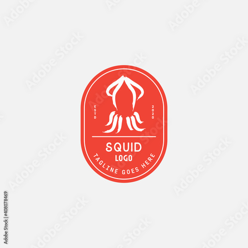 Squid or octopus logo vector design, seafood logo vector illustrator.