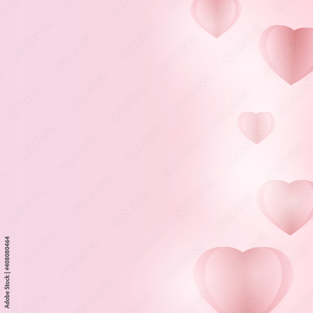 Love illustration .Valentine hearts on pink background, vector illustration