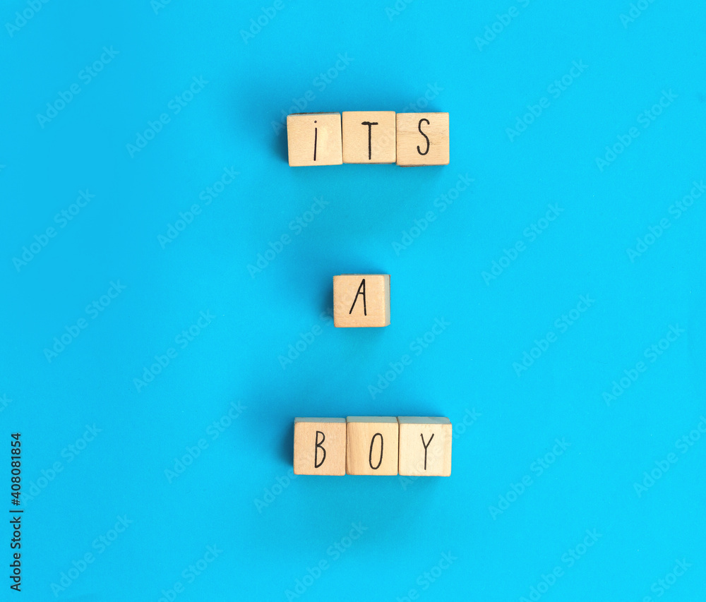 Its a Boy text written with wooden cubes with pastel blue background, Baby Shower or Nursery background Baby announcement. Flat lay,text space. top view copy space, Its a Boy text written with wooden cubes with pastel blue background, Baby Shower or Nursery background Baby announcement. Flat lay,text space. top view copy space,