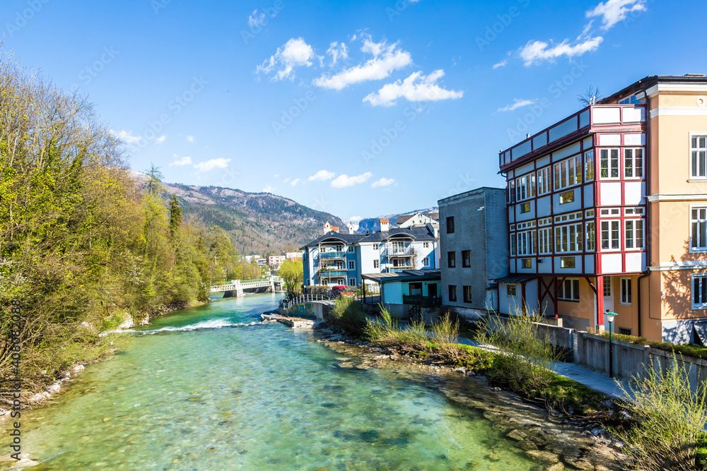 Fototapeta premium old city Bad Ischl at traun river