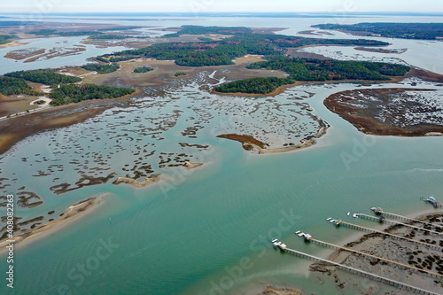 Estuarine coastline landscape from the bird view photo