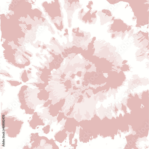 Vector Flower. Ethnic Print. Pink Craft Art Decoration. Blush Summer Fashion. Tie Dye Spiral. Space Dyed Fabric. Vector Shirt Print. Tie Dye Texture. Ink Textured. Boho Fashion.