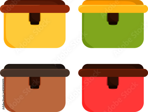 Vector illustration set of big lunch box to take to school