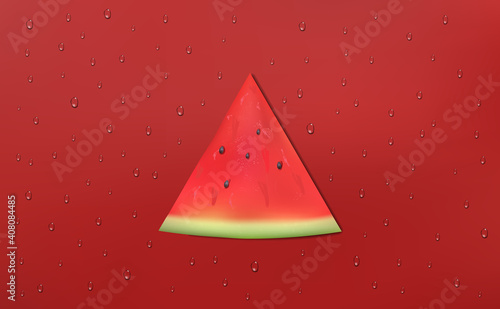 Watermelon slice water drop...