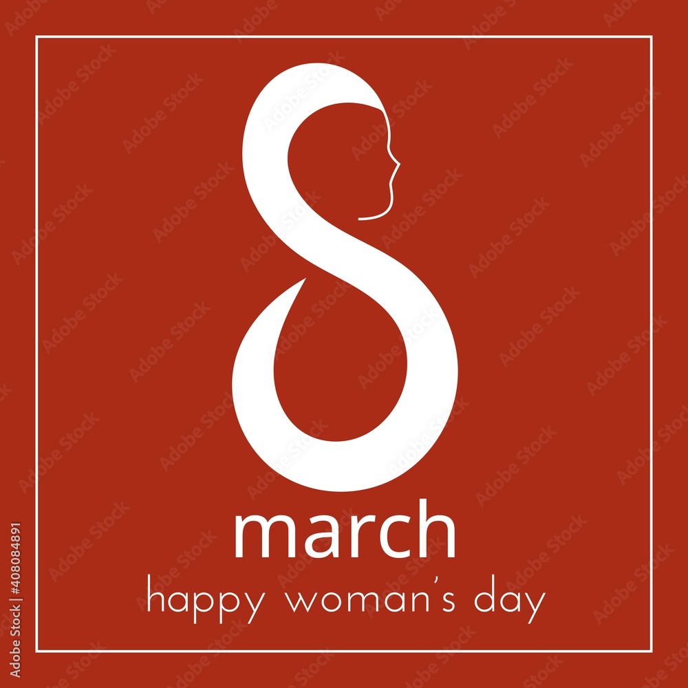 Fototapeta premium 8 March, Happy Women's Day creative greeting card, banner, poster design illustration.