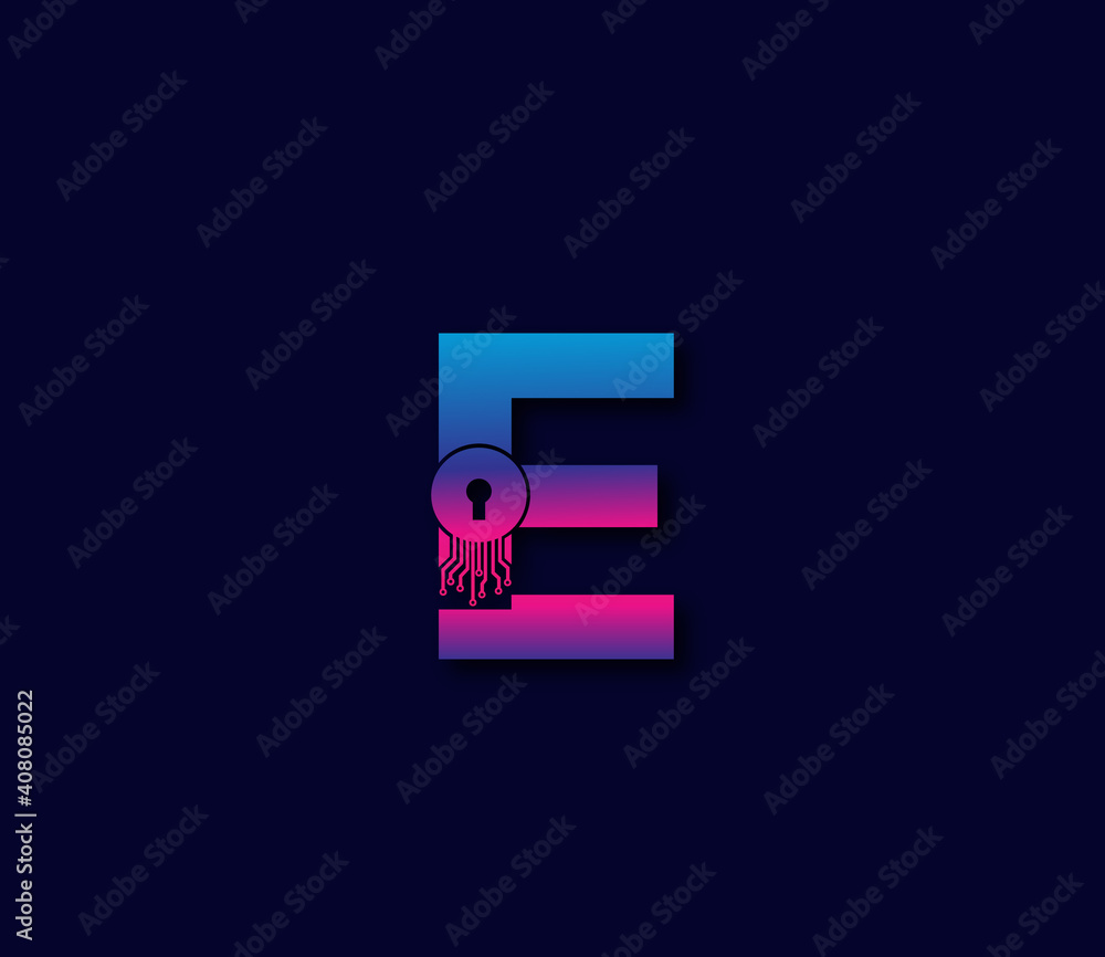 E Cyber Security Technology Logo Design Concept E Cyber Security Technology Logo Design Concept