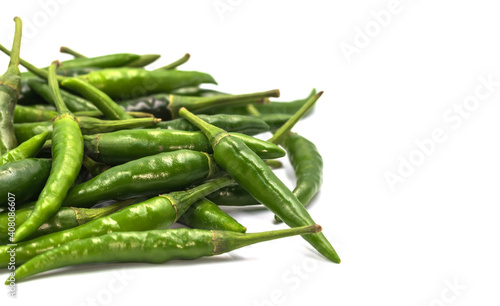 green chili pepper on white background.