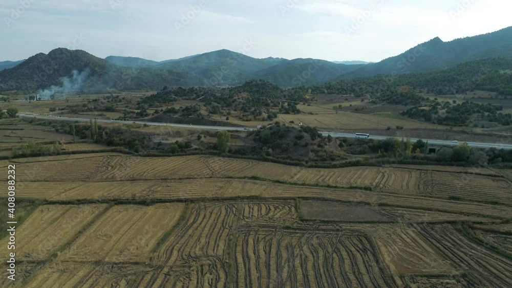 Aerial view of rice field in Corum. 4K Footage in Turkey Aerial view of rice field in Corum. 4K Footage in Turkey