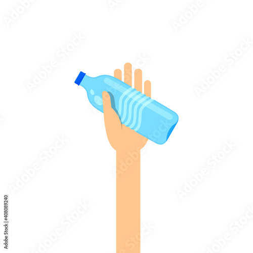 drinking water bottle in hand for giving and donate concept, hand are holding water bottle for clip art