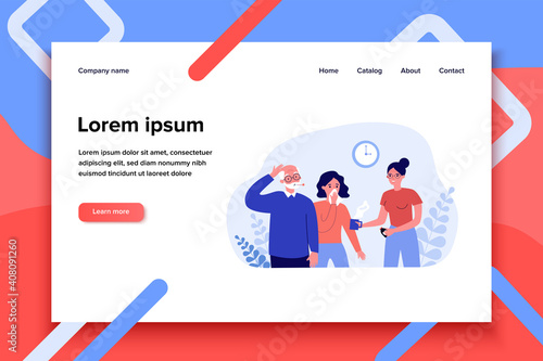 Grandmother curing family from flu. Tea, disease, temperature flat vector illustration. Healthcare and therapy concept for banner, website design or landing web page