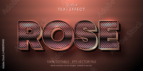 Rose gold text effect, shiny rose gold alphabet style