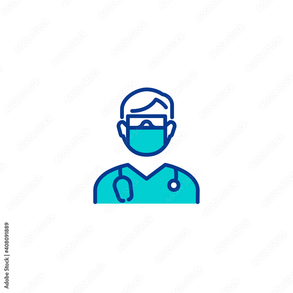 Doctor face mask glasses linear icon fully editable stroke Doctor face mask glasses linear icon fully editable stroke