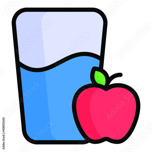 apple juice vector outline colored icon. Modern colored outline symbols. Collection of traditional elements.