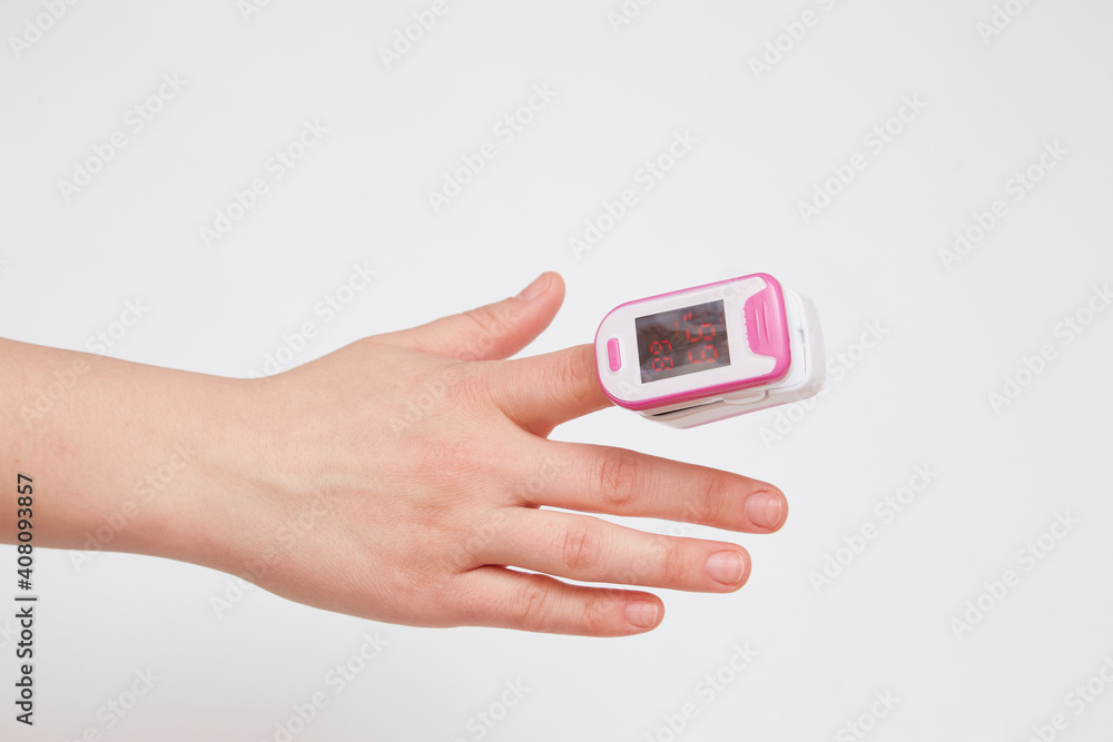 Pulse Oximeter, finger digital device to measure oxygen saturation in blood. Pulse Oximeter, finger digital device to measure oxygen saturation in blood.