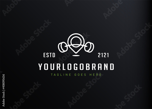 Fitnes Pin logo design inspiration. Vector Illustration of Fitness Location Points. Modern Icon Design Vector Template with Line Style