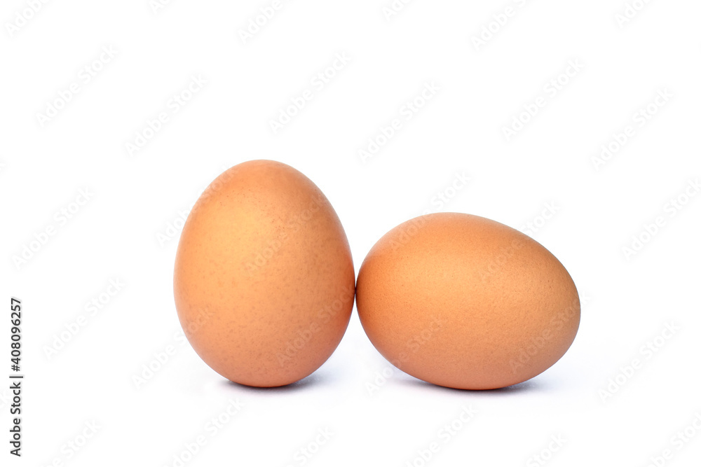 Chicken eggs on a white isolated background, chicken eggs are a very nutritious food. Chicken eggs on a white isolated background, chicken eggs are a very nutritious food.