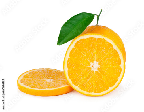 Orange and slices isolated on a white background