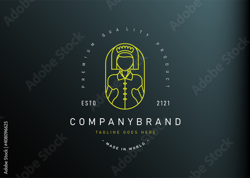 Housemaid Woman Logo Design Inspiration. Vector Illustration of Woman With Housemaid Uniform. Modern Icon Design Vector Template with Line Style