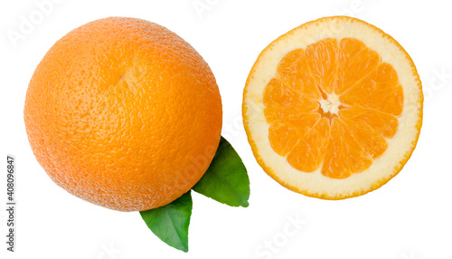 Tangerine and a slice isolated on a white background.