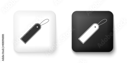 Black and white Blank label template price tag icon isolated on white background. Empty shopping discounts sticker. Template discount banner. Square button. Vector.