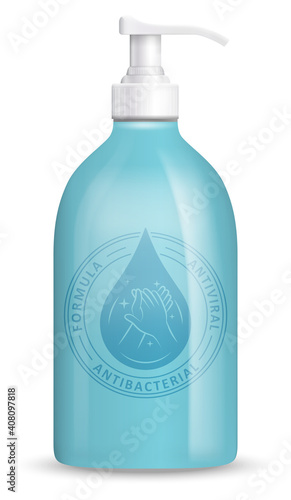 Hand sanitizer bottle container mockup template vector illustration