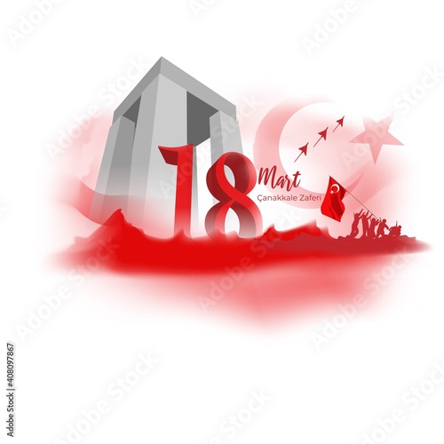 vector illustration for 18 mart çanakkale zaferi means March 18 Canakkale victory, Turkish national day.