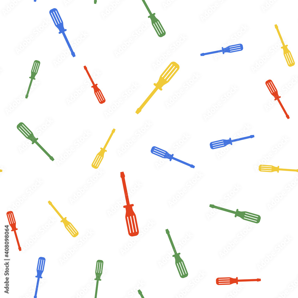 Color Screwdriver icon isolated seamless pattern on white background. Vector.