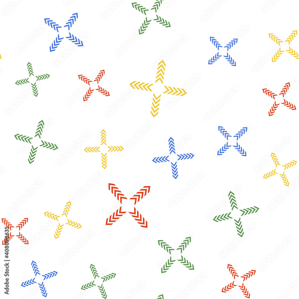 Color Arrows in four directions icon isolated seamless pattern on white background. Vector. Color Arrows in four directions icon isolated seamless pattern on white background. Vector.
