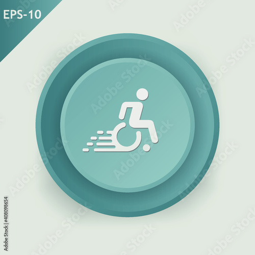wheelchair icon on square internet button