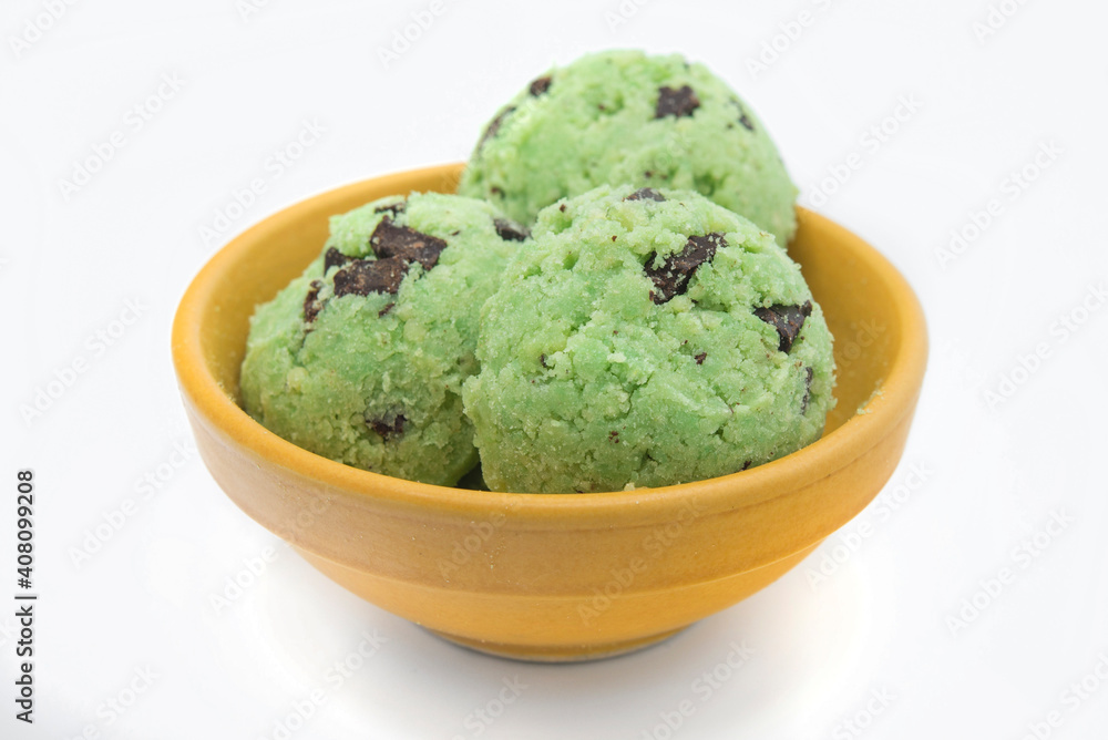 Ice cream of mint and chocolate Ice cream of mint and chocolate