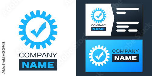 Wallpaper Mural Logotype Gear with check mark icon isolated on white background. Cogwheel simple icon. Approved service sign. Transmission Rotation Mechanism symbol. Logo design template element. Vector. Torontodigital.ca