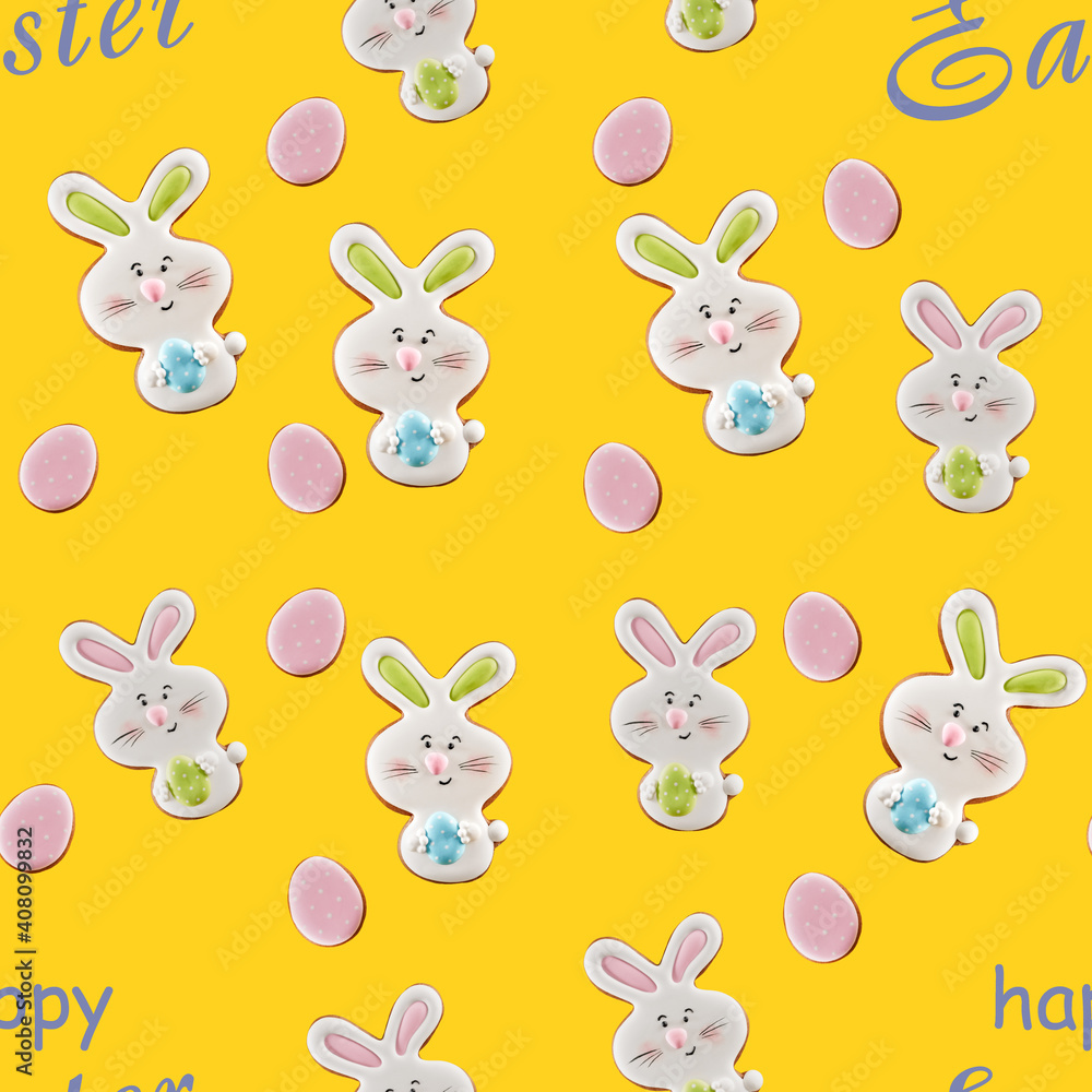 Easter ginger cookies isolated on yellow. Easter ginger cookies isolated on yellow.