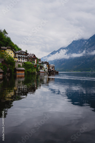 Austria Hallstatt  Classic view of Hallstat Village.