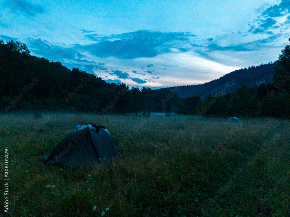 camping in the mountains