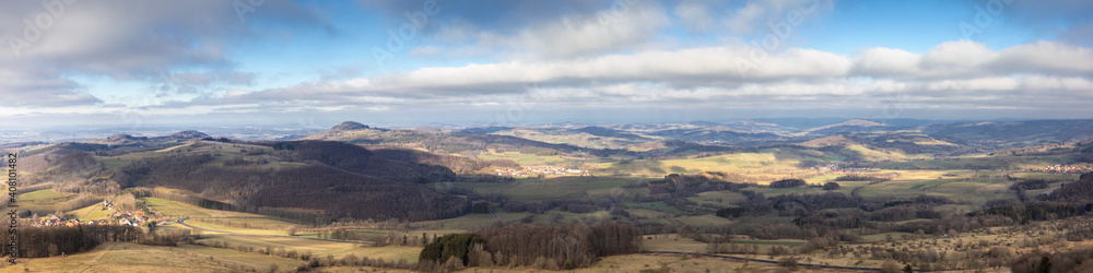 Panorama of the Rhoen low mountain range in winter Panorama of the Rhoen low mountain range in winter