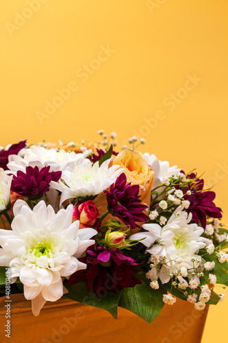 Wallpaper Mural Yellow tulips in paper bag. Bright spring blooming flowers with copy space. Background for 8 March Mother Womens Day. Torontodigital.ca