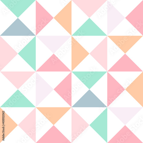 Seamless Pattern with Interlocking Triangular Square Shapes in Pastel Color