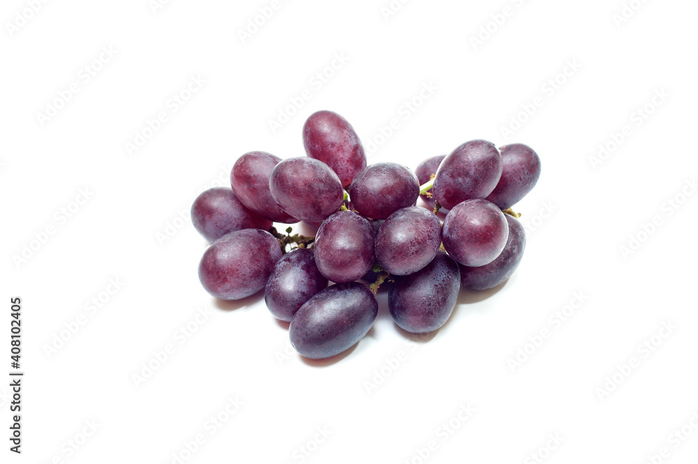 Grapes branch on white background