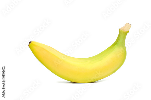 One ripe banana on a white background