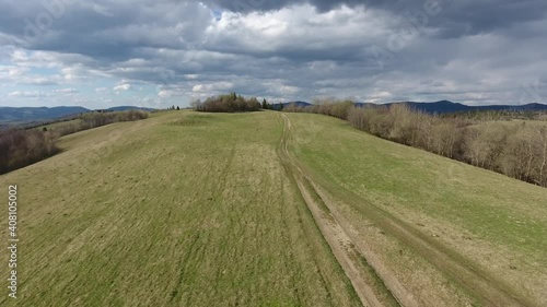 Aerial footage of the spring landscape of the Carpathian
 photo