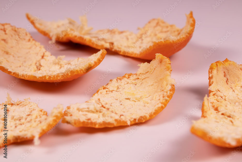 mandarin peels scattered white side up mandarin peels scattered white side up