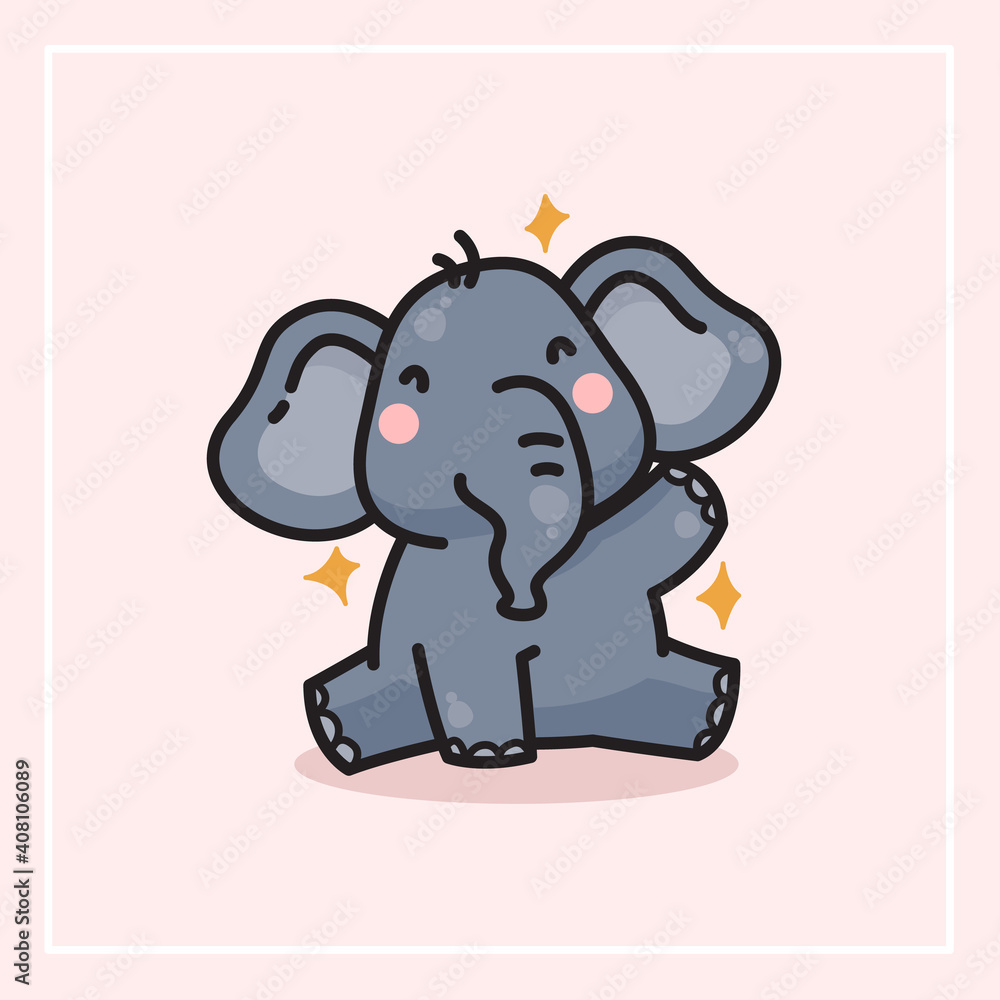 baby elephant looks happy. vector illustration. single object. baby elephant looks happy. vector illustration. single object.