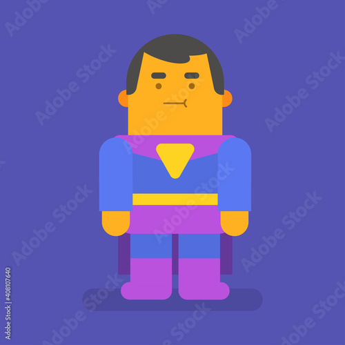 Superhero in costume stands. Vector character