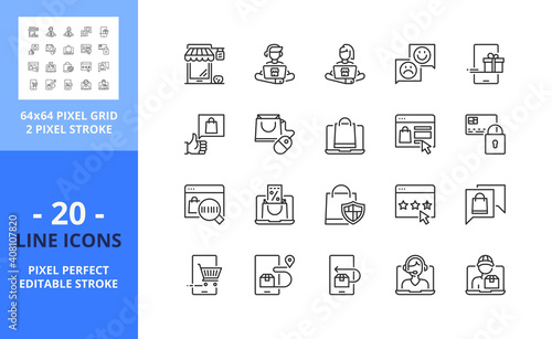 Line icons about ecommerce. Pixel perfect 64x64 and editable stroke