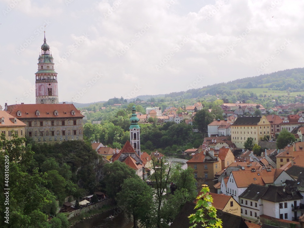 Český Krumlov, Czech Republic, panoramic view over old part of town
