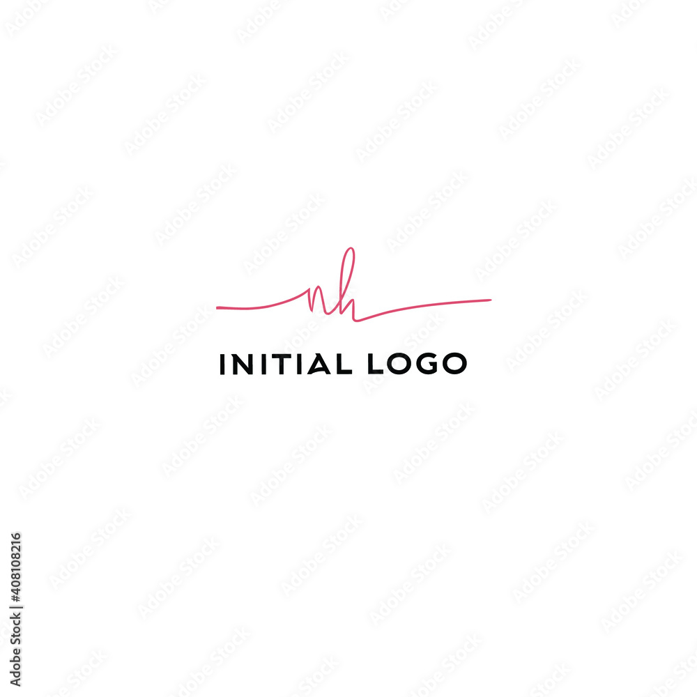 nh initial handwriting logo for identity