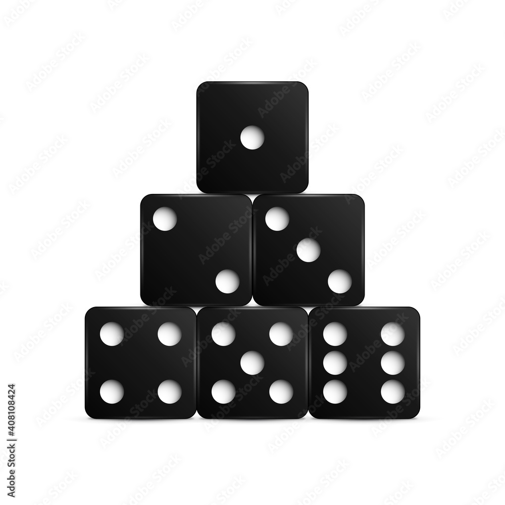 Set of black dices. Vector illustration. Set of black dices. Vector illustration.